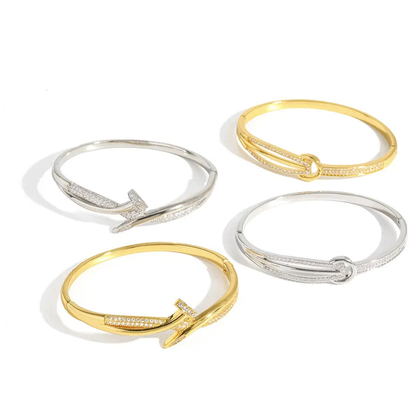 Zircon Bangle | Brass