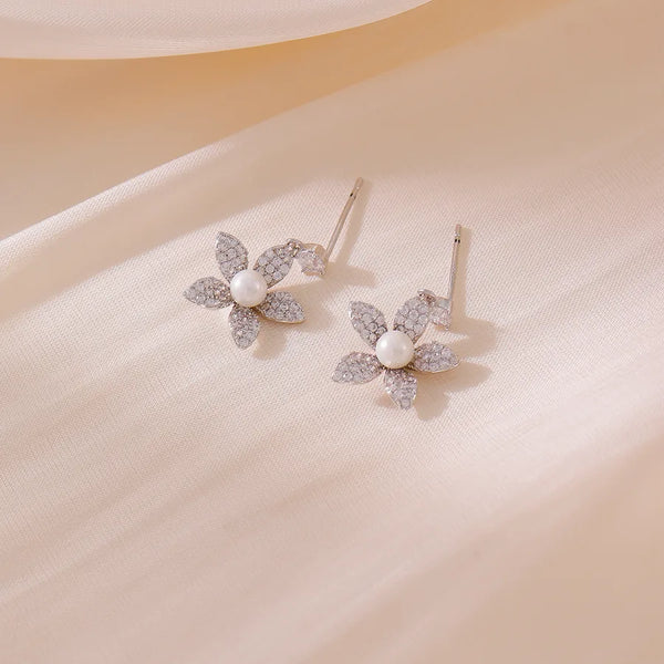 Geometric Floral Stud Earrings | 925 Sterling Silver