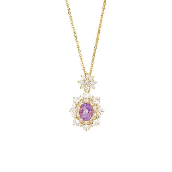 Purple Crystal Necklace | 925 Sterling Silver