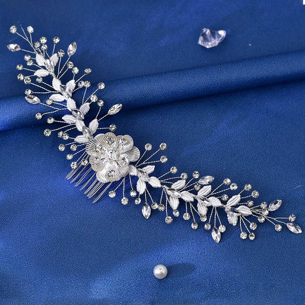 Crystal Floral Hair Comb Headband | Rhinestone