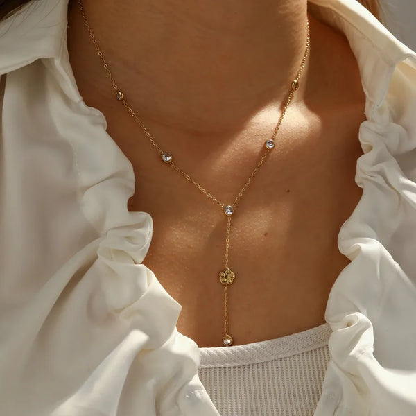 Cross Floral Necklace | Stainless Steel