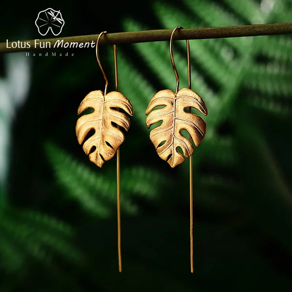 Vintage Leaf Drop Earrings | 925 Sterling Silver