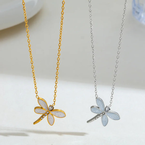 Gold-Plated Dragonfly Necklace | Stainless Steel
