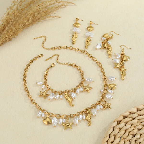 Shell Celestial Necklace Bracelet | Stainless Steel