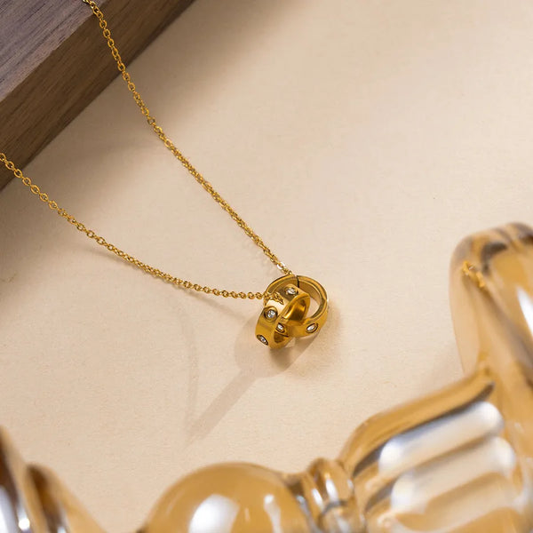 Rhinestone Pendant Necklace | Titanium Steel