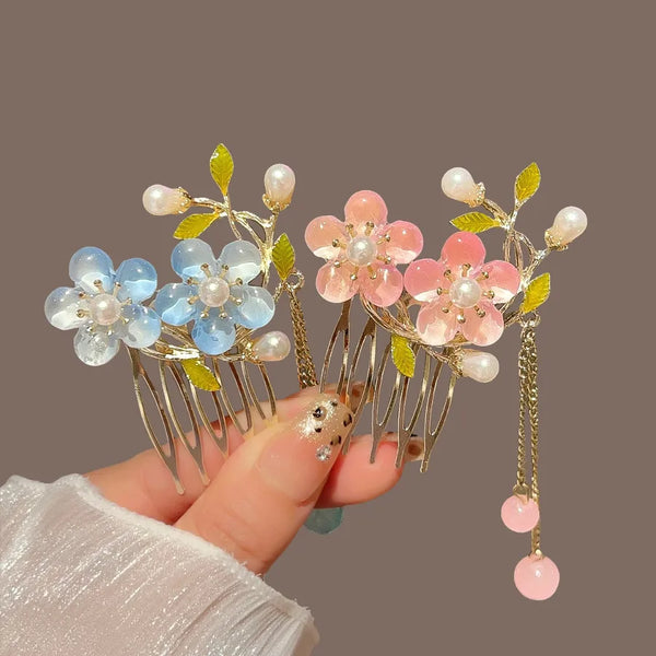 Blue Artificial Pearl Hair Clip | Alloy
