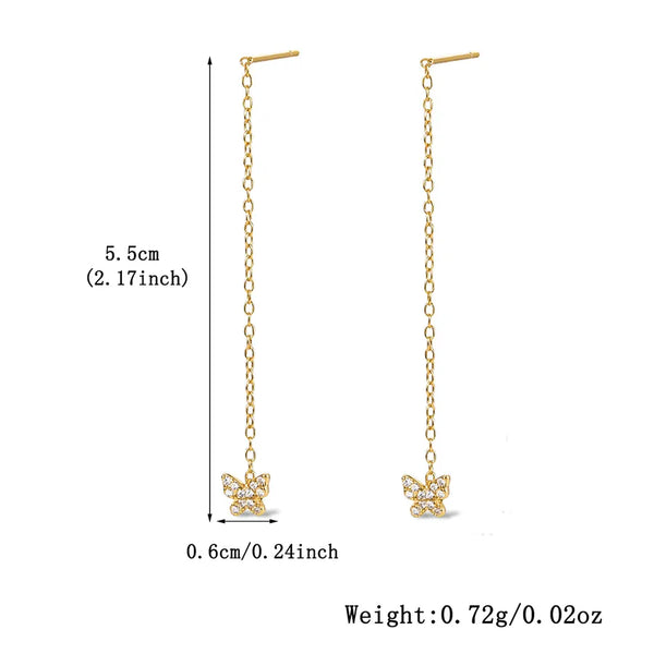 White Butterfly Drop Earrings | 925 Sterling Silver