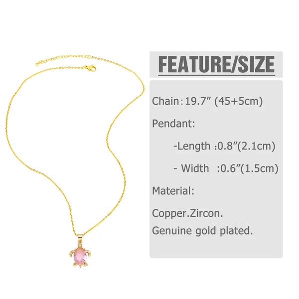 Tortoise Zircon Pendant Necklace | Stainless Steel