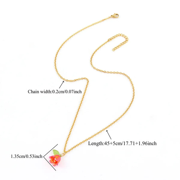 Flower Floral Pendant Necklace | Stainless Steel