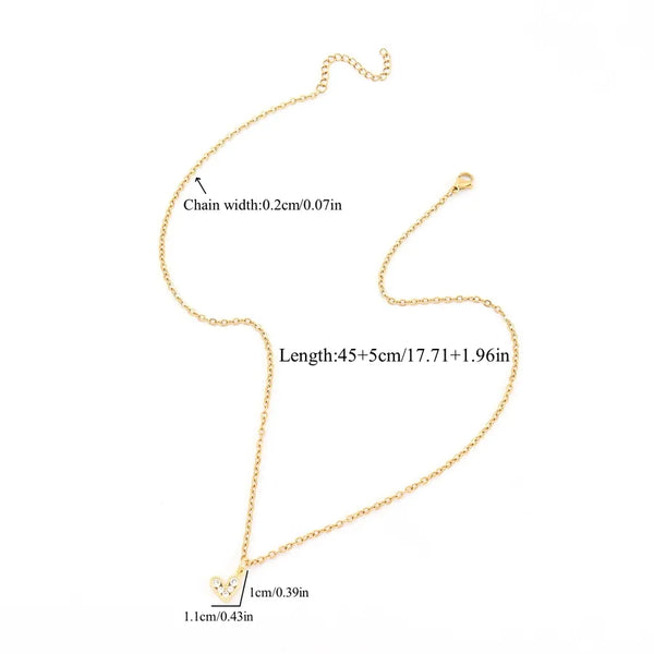 Gold-Plated Heart Pendant Necklace | Stainless Steel