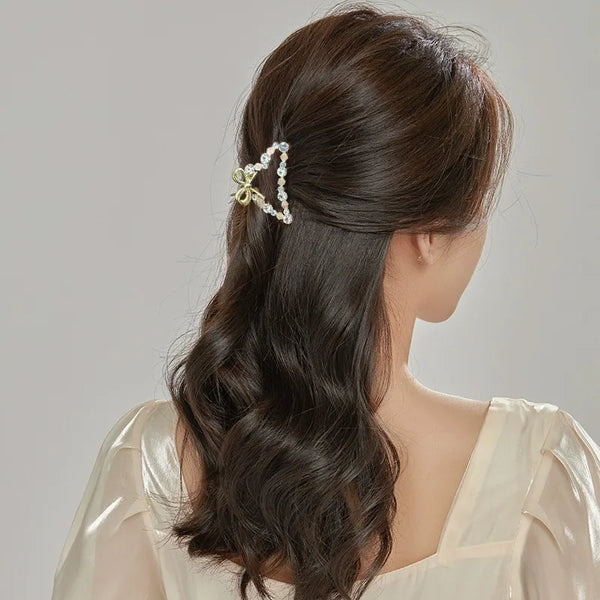 Bow Floral Hair Clip | Rhinestone