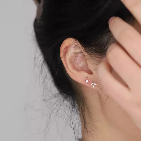 Rhinestone Celestial Stud Earrings | 925 Sterling Silver