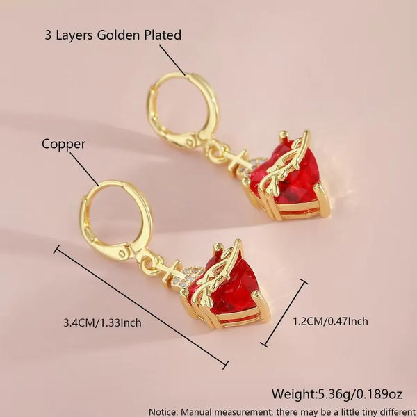 Red Floral Crown Earring | Copper