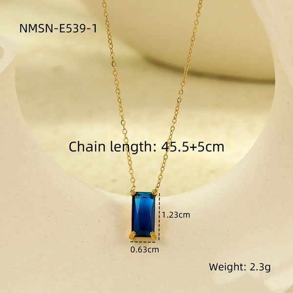 Basic Zircon Pendant Necklace | Stainless Steel