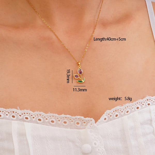 Fashionable Zircon Pendant Necklace | Stainless Steel