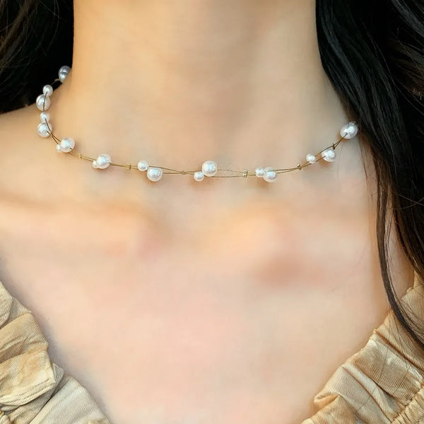 Minimalist Pearl Necklace | Copper
