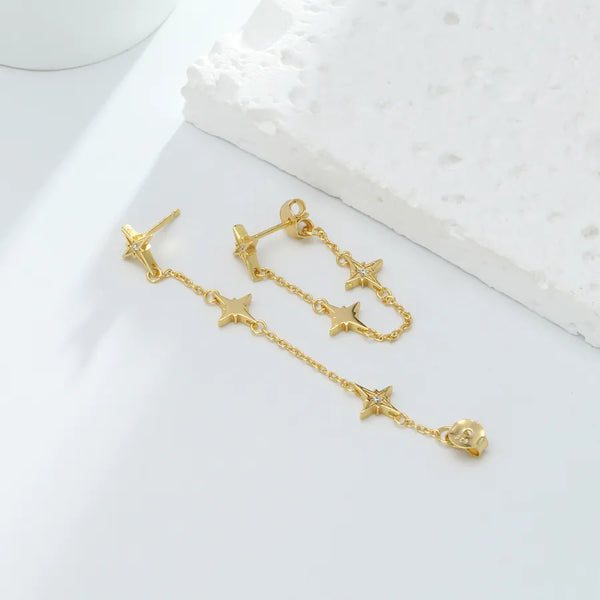 Gold-Plated Celestial Drop Earrings | 925 Sterling Silver