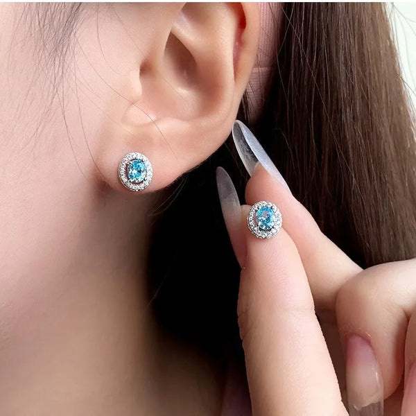 Oval Geometric Stud Earrings | 925 Sterling Silver