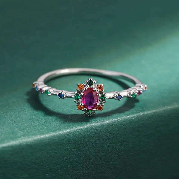 Colorful Zircon Ring | 925 Sterling Silver