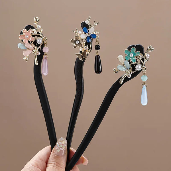 Retro Floral Hairpin Headband | Wood