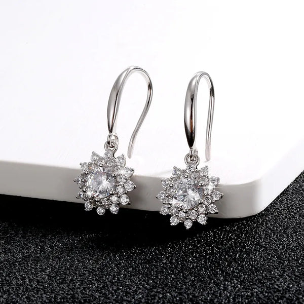 Zircon Sunflower Stud Earrings | 925 Sterling Silver