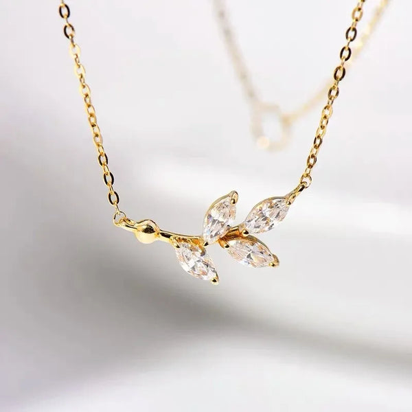 Gold-Plated Leaf Pendant Necklace | 925 Sterling Silver