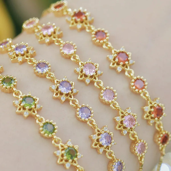 Zircon Sunflower Bracelet | Copper