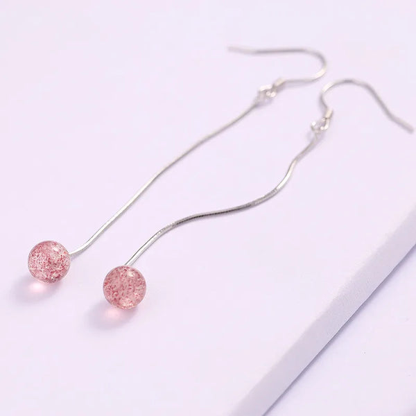 Pink Crystal Drop Earrings | 925 Sterling Silver