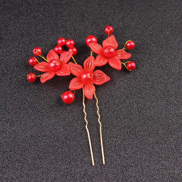 Bridal Floral Hairpin Headband | Pearl