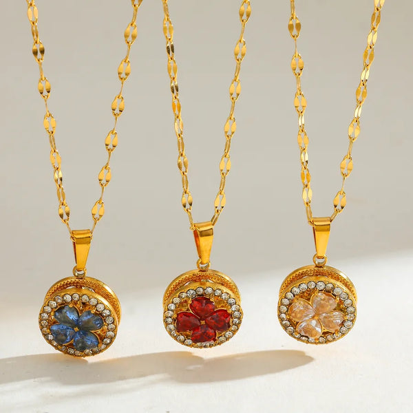 Vintage Floral Pendant Necklace | Stainless Steel