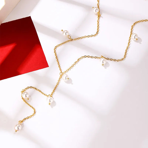Tassel Pearl Necklace | Stainless Steel