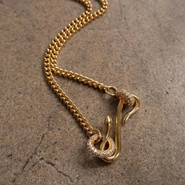 Gold-Plated Snake Pendant Necklace | Stainless Steel