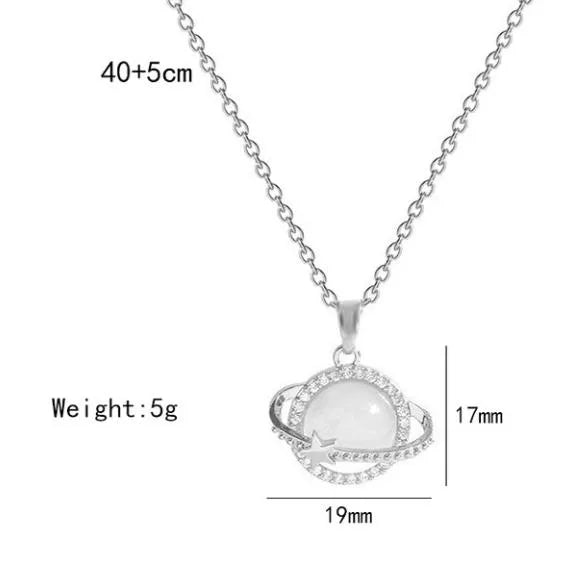 White Pendant Necklace | Stainless Steel