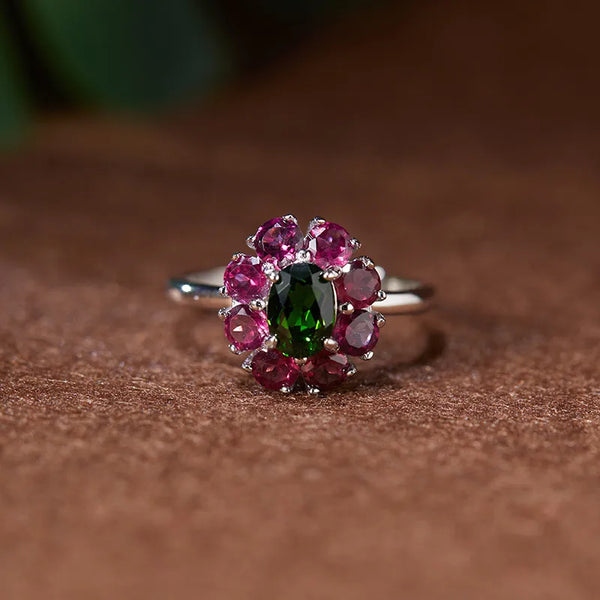 Peridot Floral Ring | 925 Sterling Silver