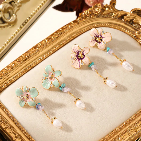 Pearl Floral Drop Earrings | 925 Sterling Silver