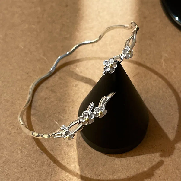 Floral Bangle Bracelet | 925 Sterling Silver