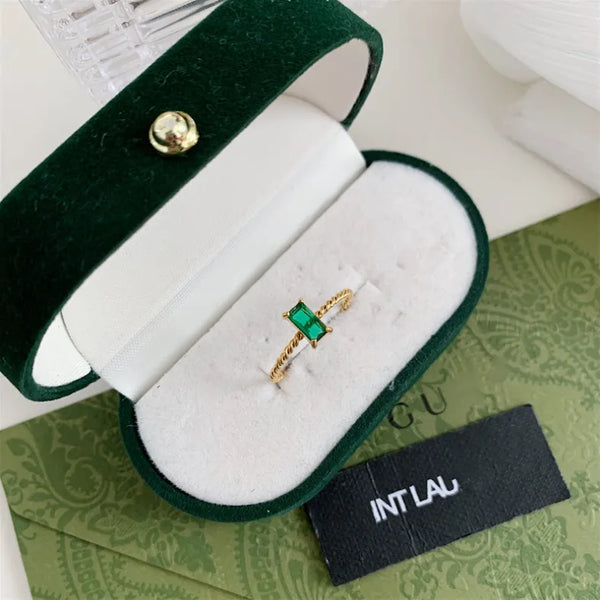 Square Zircon Ring Pendant | Stainless Steel