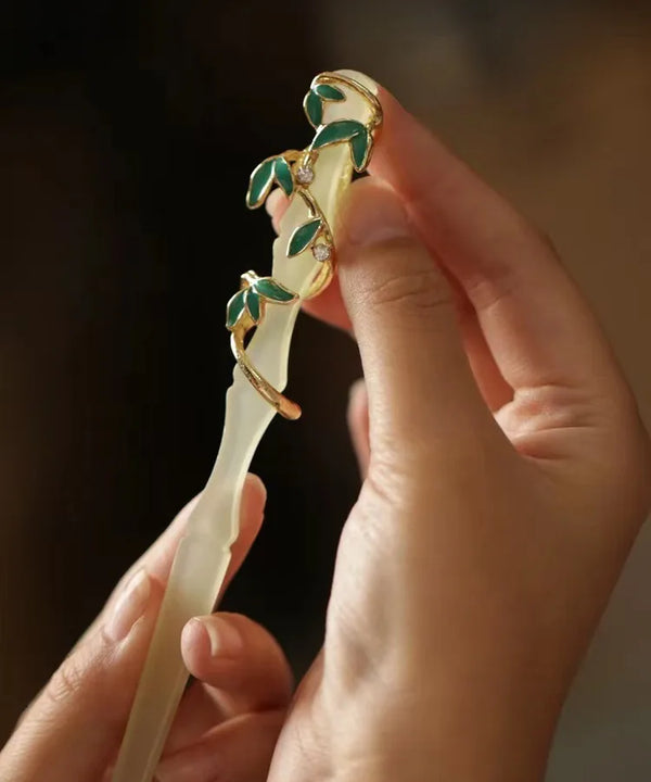 White Leaf Hairpin Headband | Alloy