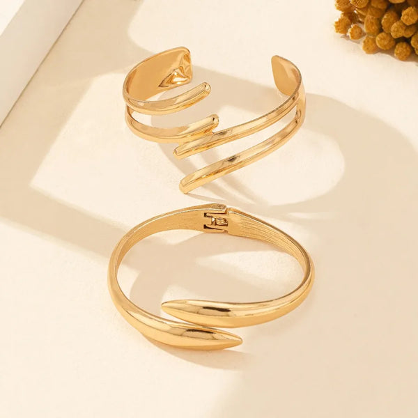 Gold Geometric Bangle Bracelet | Alloy