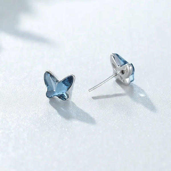 Blue Butterfly Stud Earrings | 925 Sterling Silver