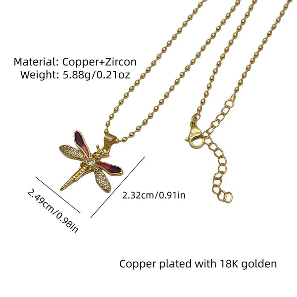 Dragonfly Pendant Necklace | Copper