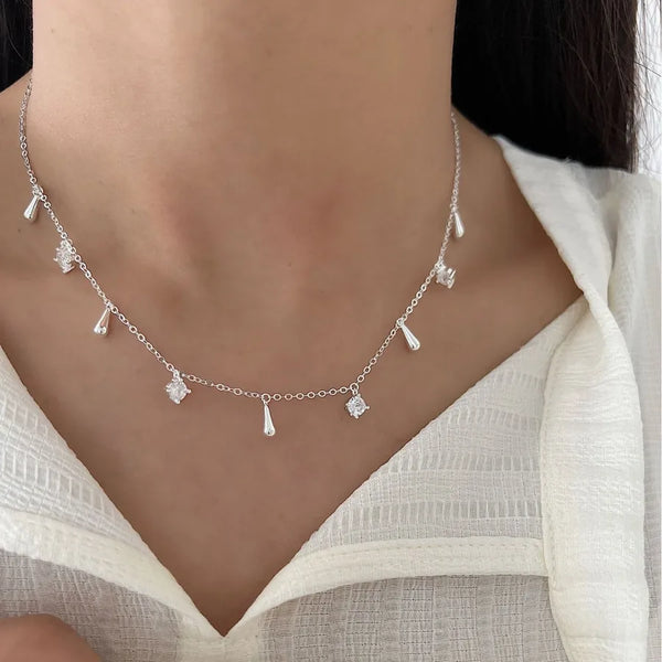 Water Zircon Necklace | 925 Sterling Silver