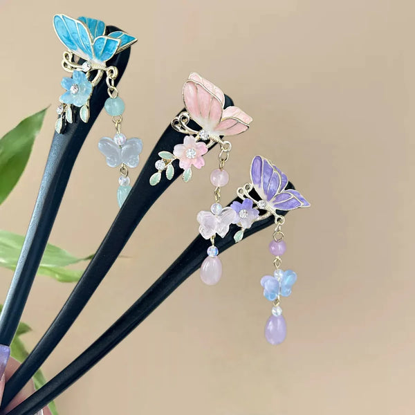 Tassel Butterfly Hairpin Headband | Wood