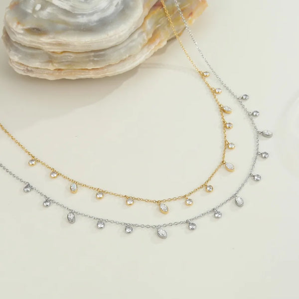 Bead Zircon Necklace | Stainless Steel