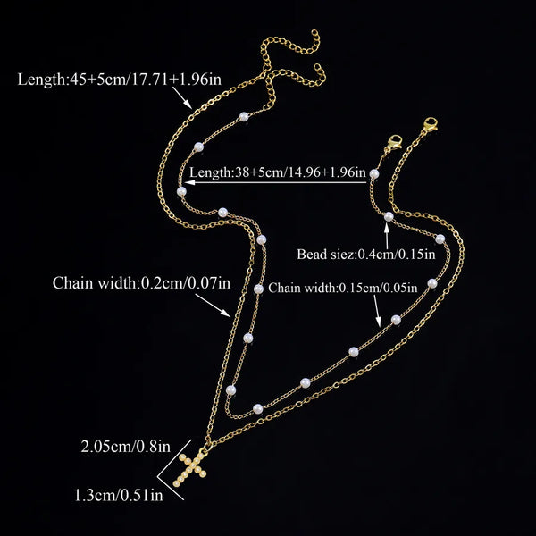 Artificial Pearl Pendant Necklace | Stainless Steel