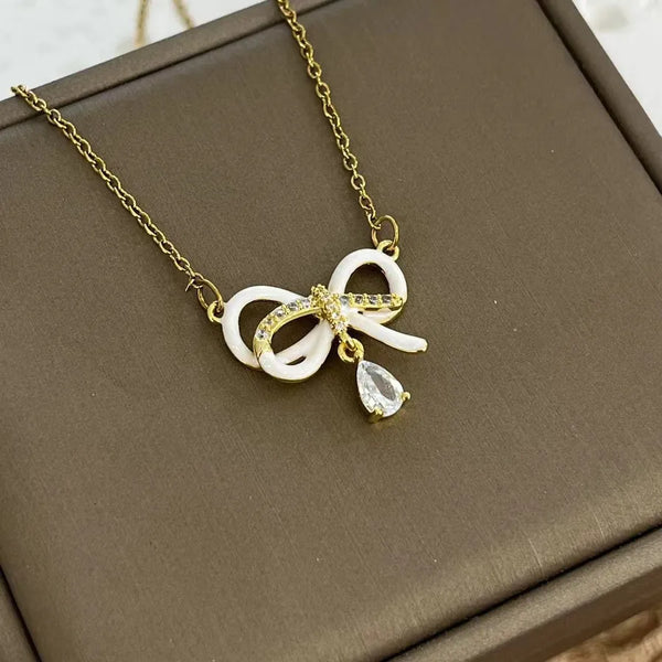 White Butterfly Necklace | Titanium Steel