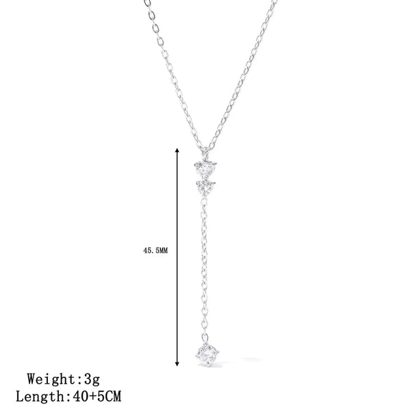 Minimalist Rhinestone Pendant Necklace | Stainless Steel