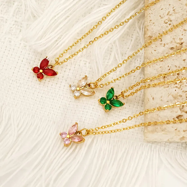 Red Butterfly Necklace | Titanium Steel