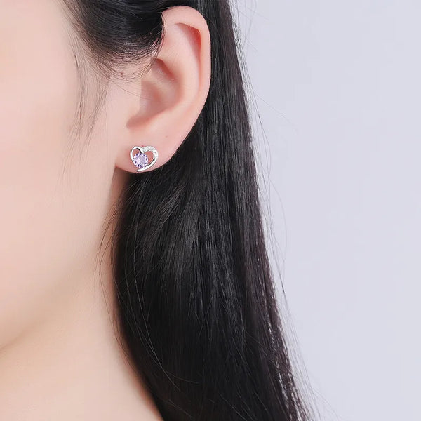 Sterling Heart Stud Earrings | 925 Sterling Silver