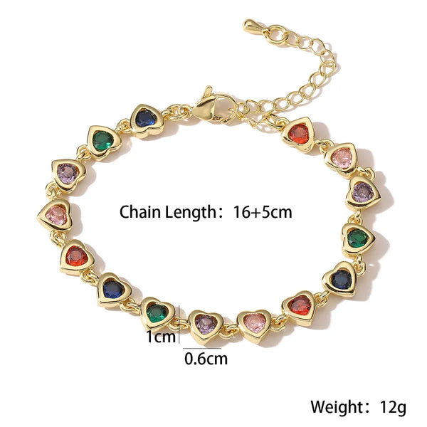 Zircon Heart Bracelet | Copper